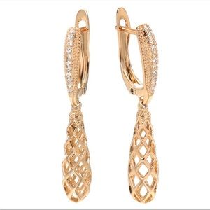 Rose Gold Plated Weaving Dangle Earrings